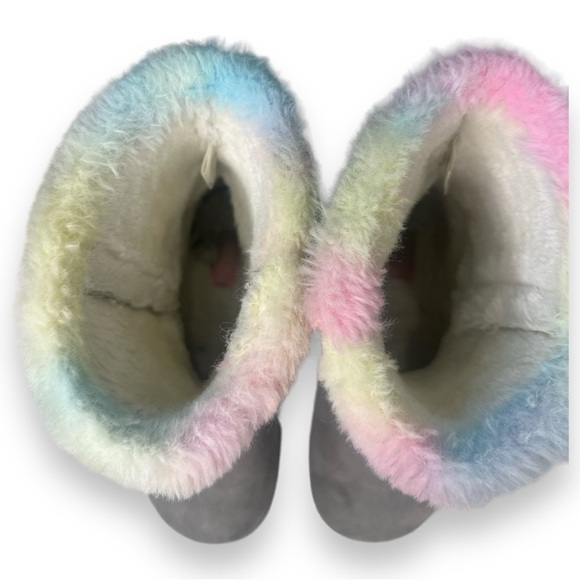 Fabkids Girls Rainbow Fur Lined Boot in Grey - 13 - Picture 4 of 10